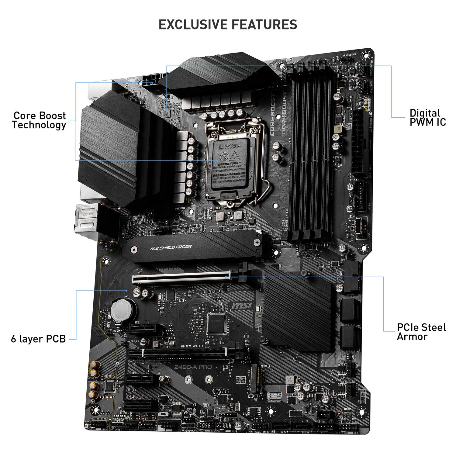 MSI Z490-A PRO ATX Gaming Motherboard - Image 3