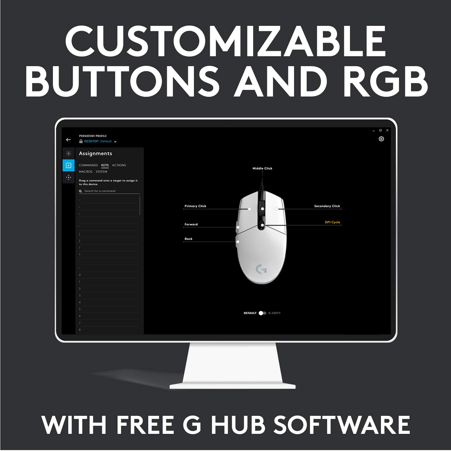 Logitech G102 Light Sync Gaming Mouse with Customizable RGB Lighting, 6 Programmable Buttons, Gaming Grade Sensor, 8 k dpi Tracking,16.8mn Color, Light Weight - Image 2