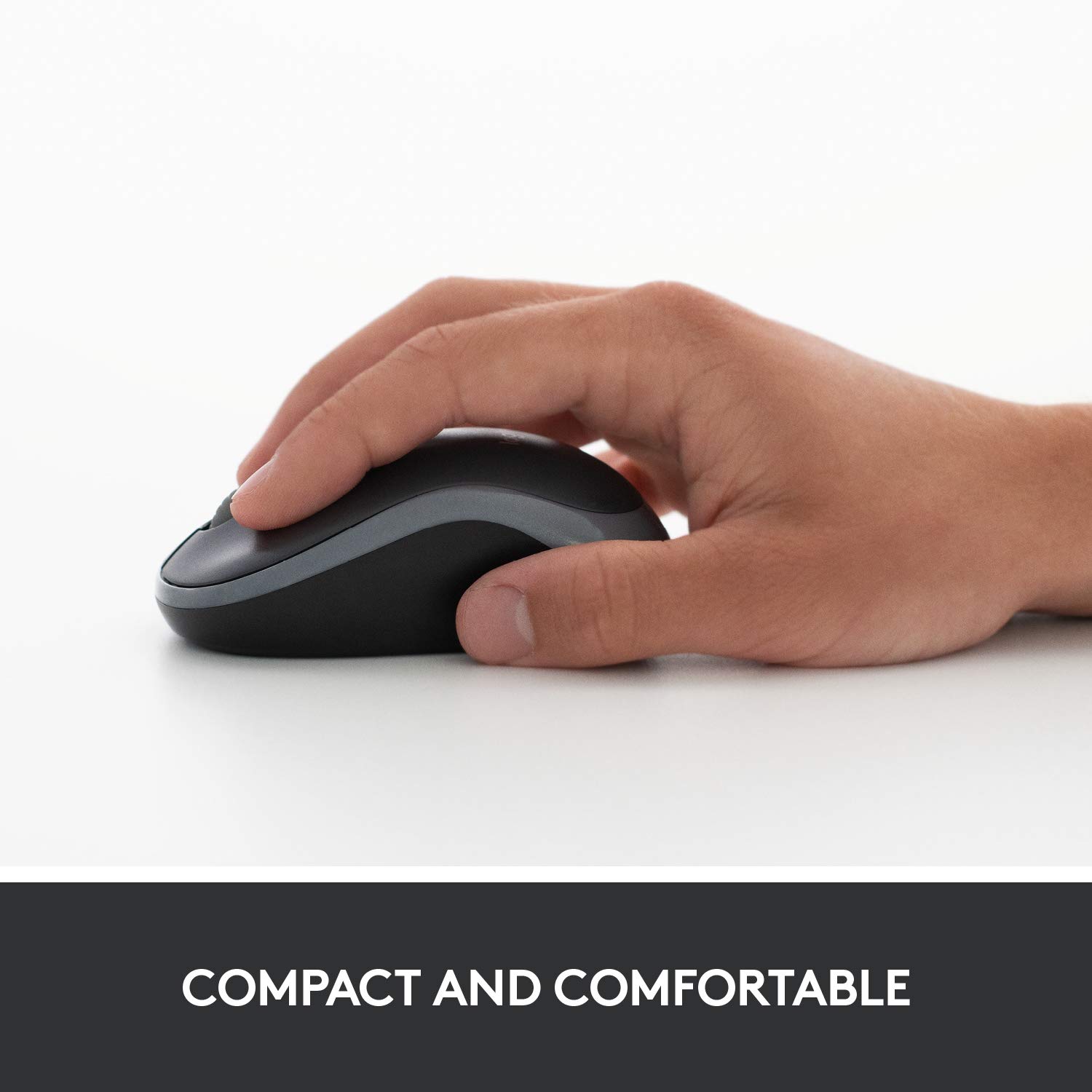 Logitech M185 Wireless Mouse USB for PC Windows, Mac and Linux, Grey with Ambidextrous Design-Black - Image 4