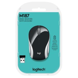 Logitech M187 Ultra Portable Wireless Mouse, 2.4 GHz with USB Receiver, 1000 DPI Optical Tracking, 3-Buttons, PC/Mac/Laptop - Black