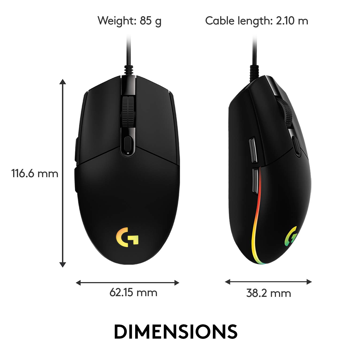 Logitech G102 Light Sync Gaming Mouse with Customizable RGB Lighting, 6 Programmable Buttons, Gaming Grade Sensor, 8 k dpi Tracking,16.8mn Color, Light Weight - Image 8