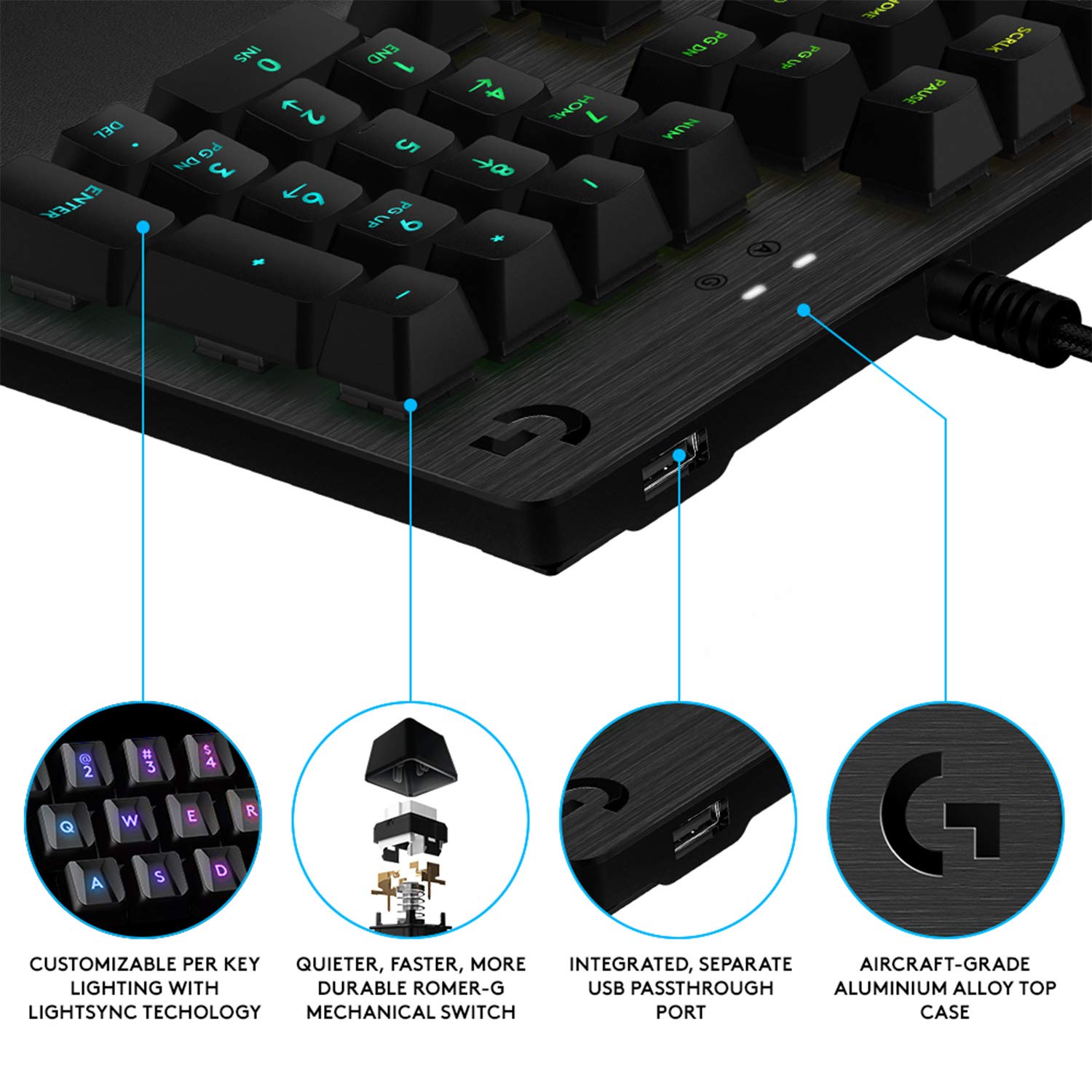 G512 CARBON LIGHTSYNC RGB Mechanical Gaming Keyboard, GX Brown (Tactile) - Image 6