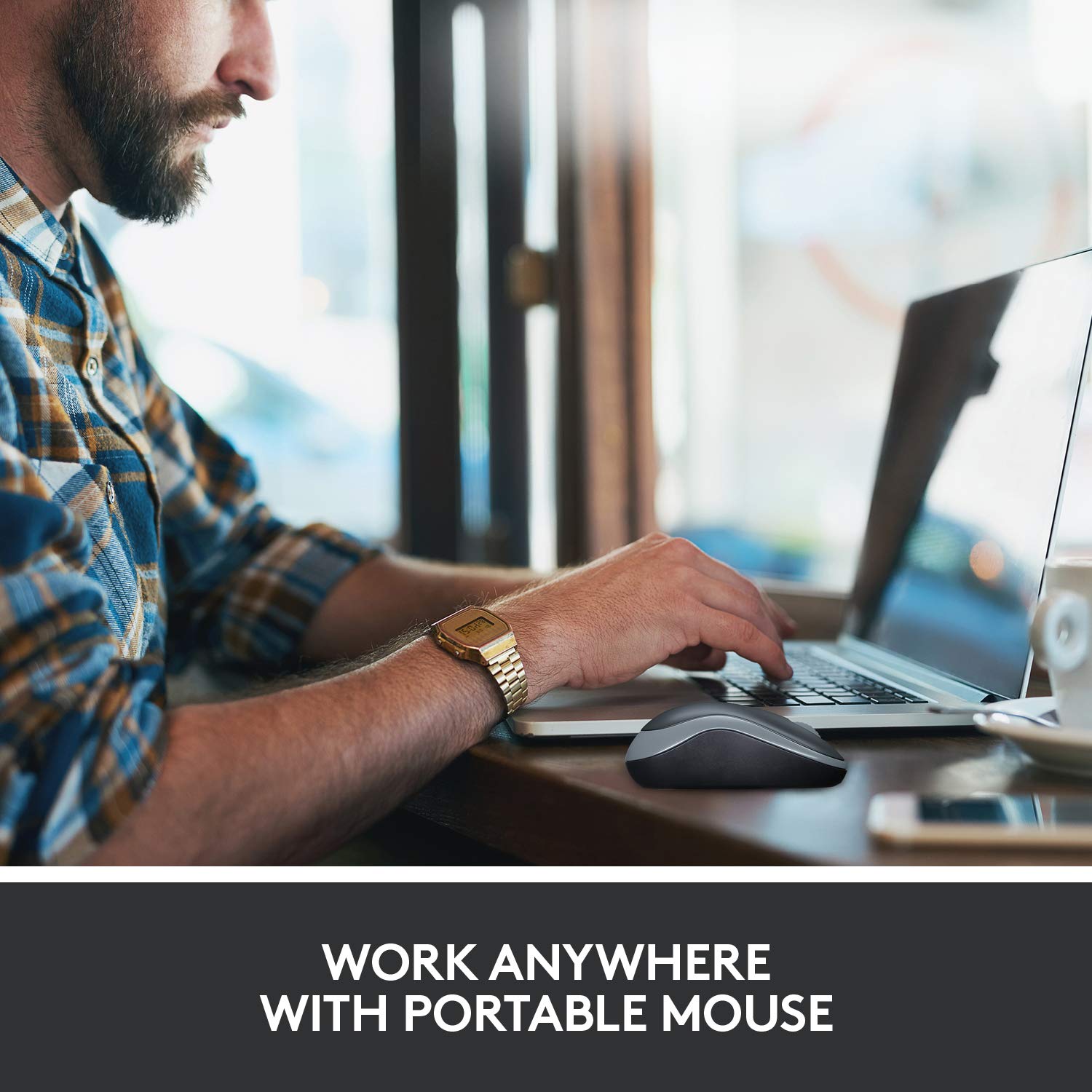Logitech M185 Wireless Mouse USB for PC Windows, Mac and Linux, Grey with Ambidextrous Design-Black - Image 7