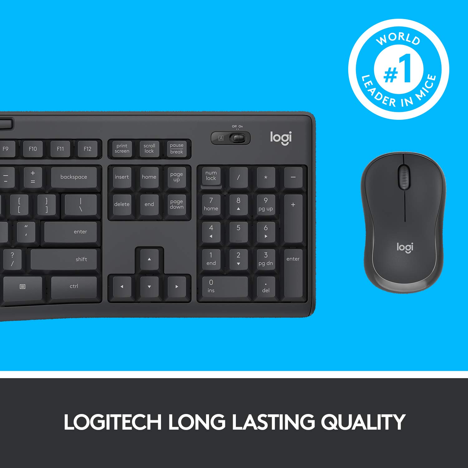Logitech MK295 Wireless Keyboard and Mouse Combo - SilentTouch Technology, Full Number Keyboard, Shortcut Buttons, Nano USB Receiver, 90% Less Noise - Black - Image 6