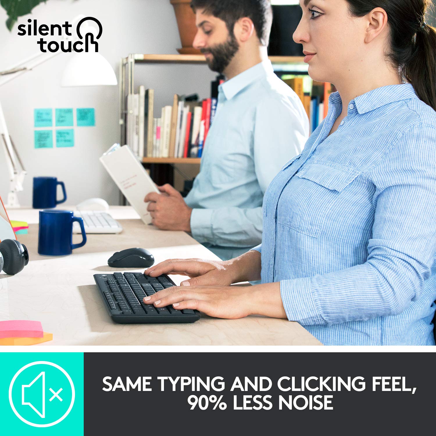 Logitech MK295 Wireless Keyboard and Mouse Combo - SilentTouch Technology, Full Number Keyboard, Shortcut Buttons, Nano USB Receiver, 90% Less Noise - Black