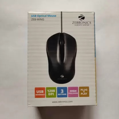 ZEBRONICS ZEB-WING Wired Optical Mouse (USB 2.0, Black) - Image 2