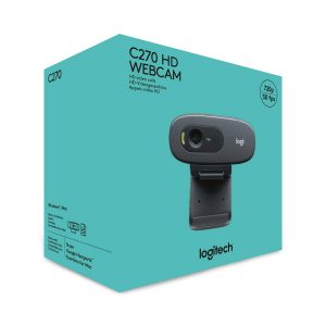 Logitech C270 HD Webcam, HD 720p/30fps, Widescreen HD Video Calling, HD Light Correction, Noise-Reducing Mic, for Skype, FaceTime, Hangouts, WebEx, PC/Mac/Laptop/MacBook/Tablet