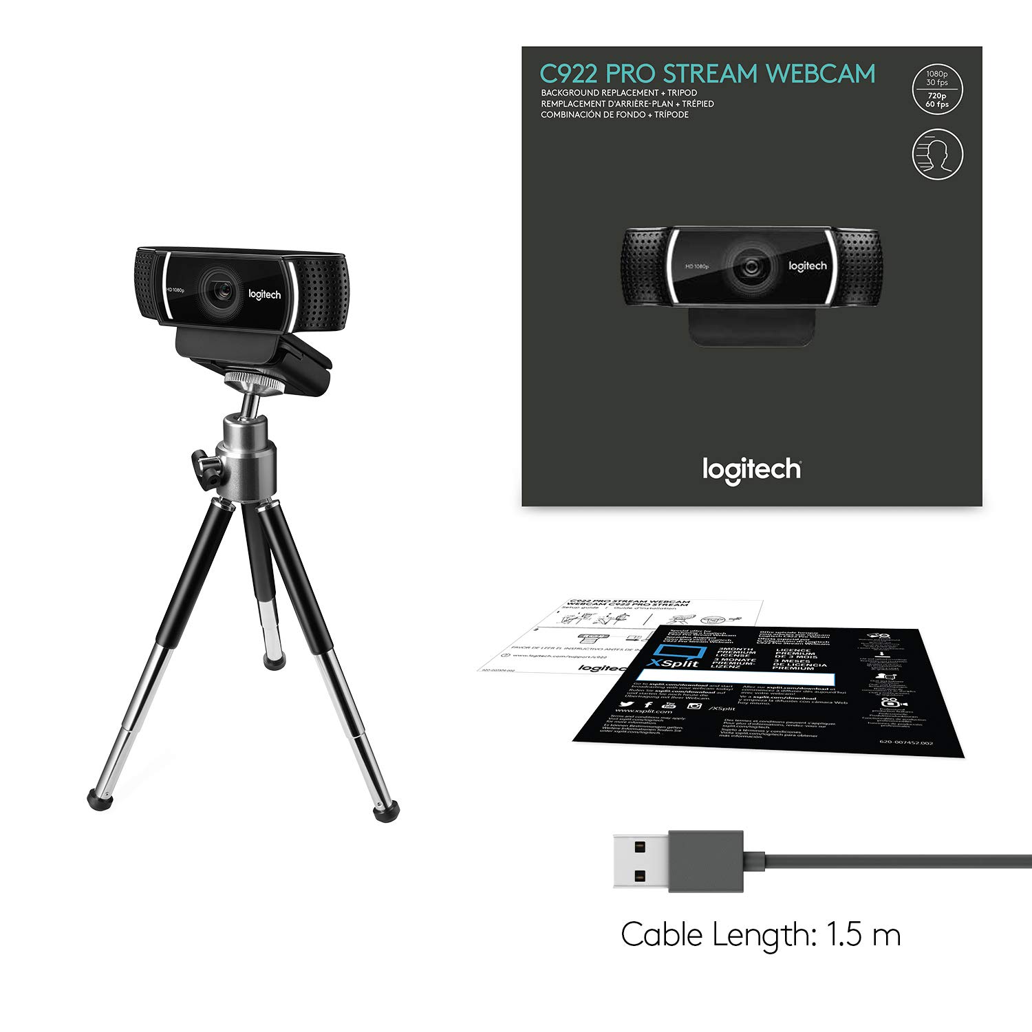 Logitech C922 Pro Stream Webcam, HD 1080p/30fps or HD 720p/60fps Hyperfast Streaming, Stereo Audio, HD Light Correction, Autofocus - Image 3