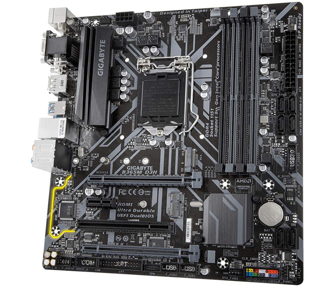 Gigabyte Intel® B365M D3H Ultra Durable Motherboard with PCIe Gen3 x4 M.2, Intel GbE LAN with 25KV Protection, 7 Colors RGB LED Strips Support, Anti-Sulfur Resistor, Smart Fan5, DualBIOS™ - Image 3