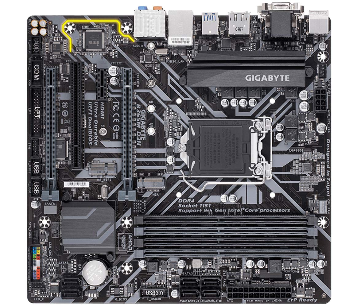 Gigabyte Intel® B365M D3H Ultra Durable Motherboard with PCIe Gen3 x4 M.2, Intel GbE LAN with 25KV Protection, 7 Colors RGB LED Strips Support, Anti-Sulfur Resistor, Smart Fan5, DualBIOS™ - Image 2