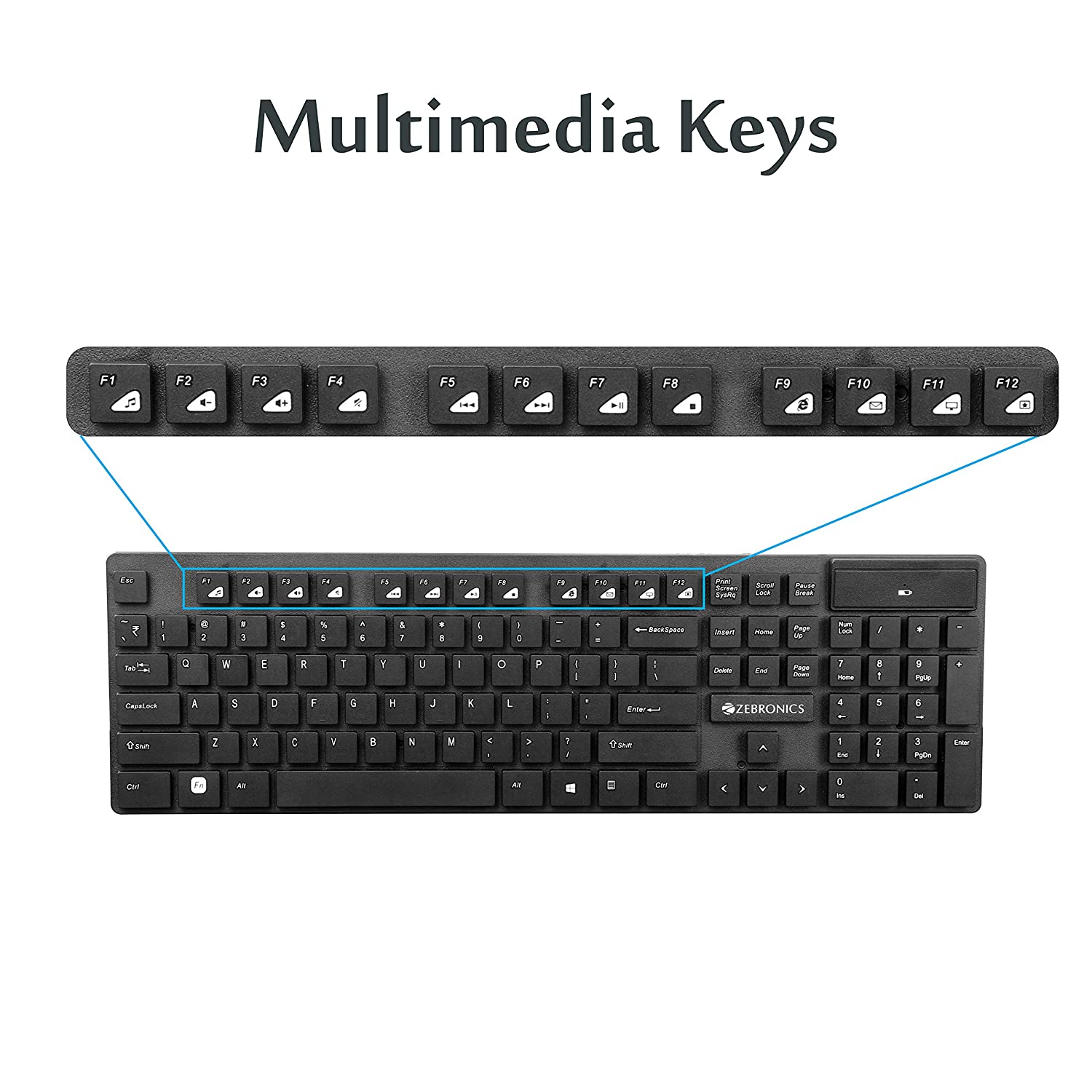 Zebronics Zeb-Companion 102 Wireless Keyboard and Mouse Combo, 104 Keys/Rupee Key, 1200 DPI Optical Sensor Mice, USB Nano Receiver - Image 2