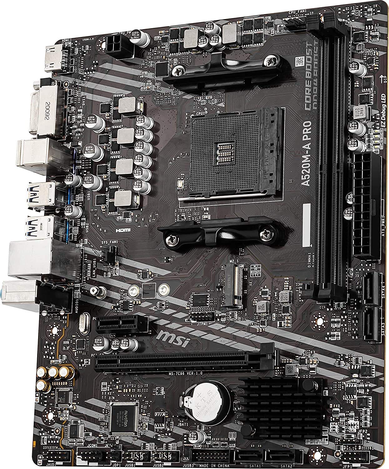 MSI A520M-A PRO Gaming Motherboard (AMD AM4, DDR4, PCIe 4.0, SATA 6Gb/s, Dual M.2, USB 3.2 Gen 1, DVI/HDMI, Micro-ATX) - Image 6