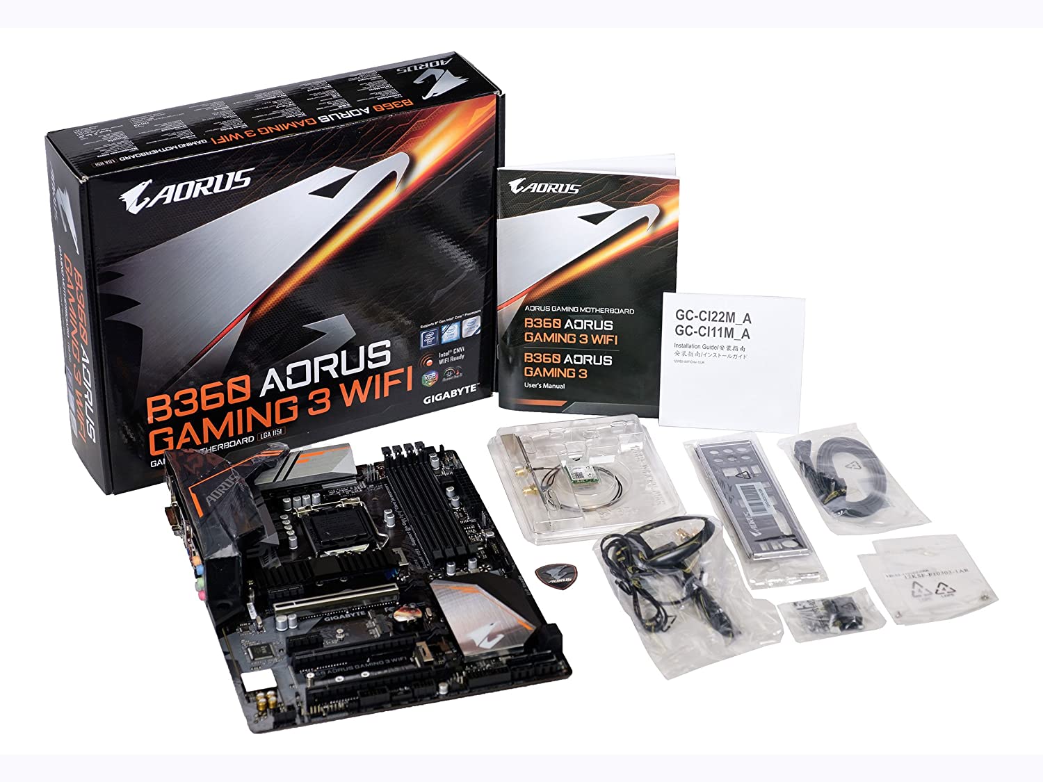 Gigabyte Intel B360 AORUS Gaming 3 WiFi motherboard with Intel CNVi WIFI,M.2 Thermal Guard,RGB Fusion 2.0 with Digital LEDs, Intel GbE LAN with cFosSpeed,Dual M.2 slots,Native Intel USB 3.1 Gen2 Type-A - Image 6