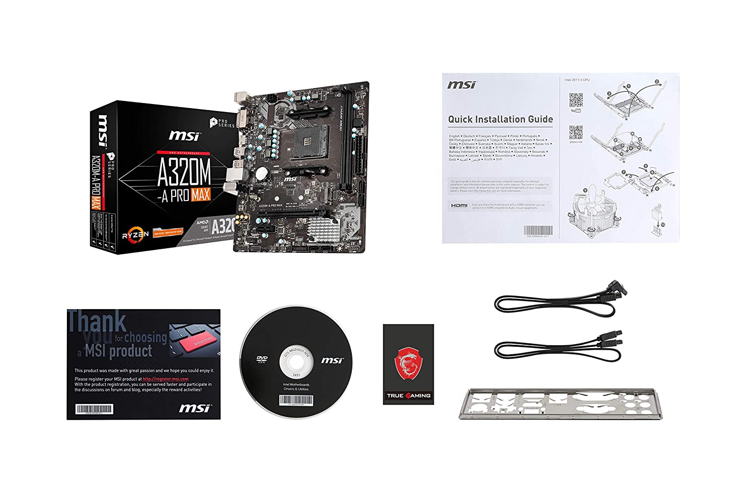MSI A320M-A PRO MAX AMD AM4 Socket m-ATX Motherboard for Ryzen 1st 2nd 3rd Gen A-Series Athlon X4 Desktop Processors - Image 3