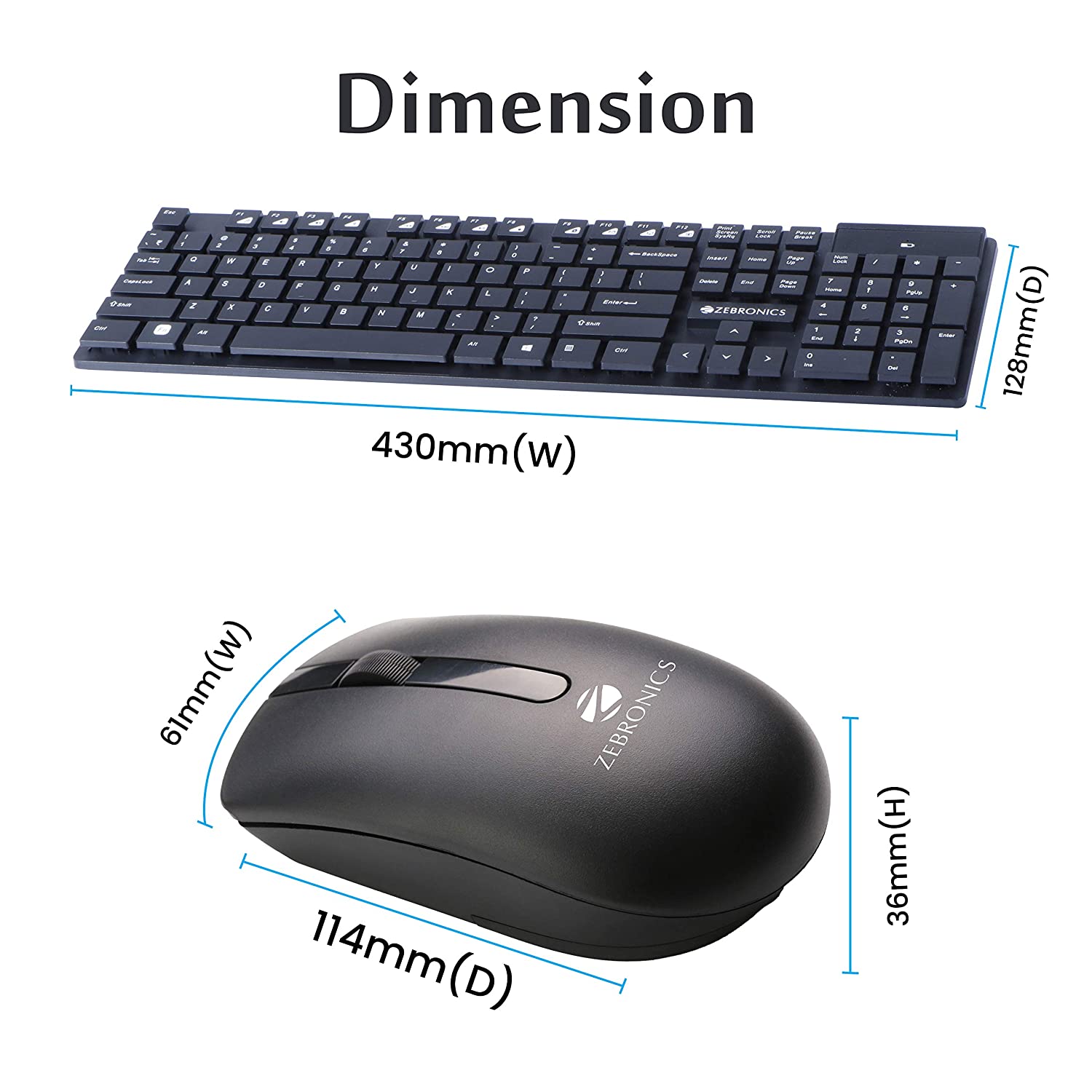 Zebronics Zeb-Companion 102 Wireless Keyboard and Mouse Combo, 104 Keys/Rupee Key, 1200 DPI Optical Sensor Mice, USB Nano Receiver - Image 3
