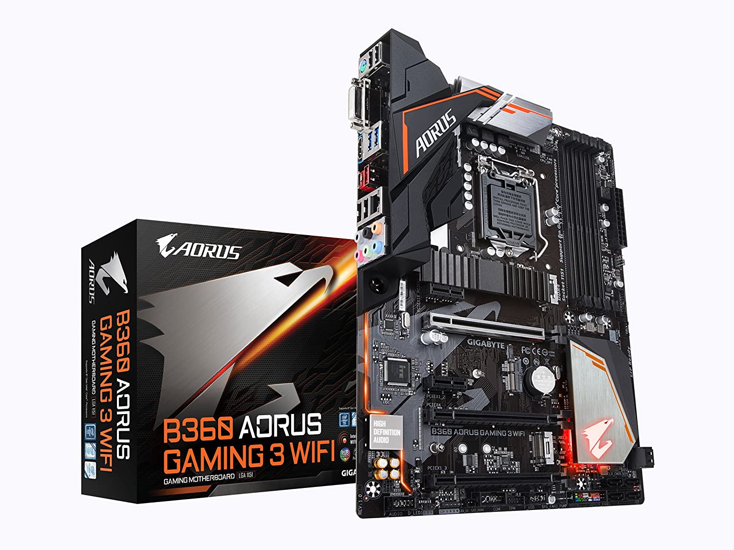 Gigabyte Intel B360 AORUS Gaming 3 WiFi motherboard with Intel CNVi WIFI,M.2 Thermal Guard,RGB Fusion 2.0 with Digital LEDs, Intel GbE LAN with cFosSpeed,Dual M.2 slots,Native Intel USB 3.1 Gen2 Type-A