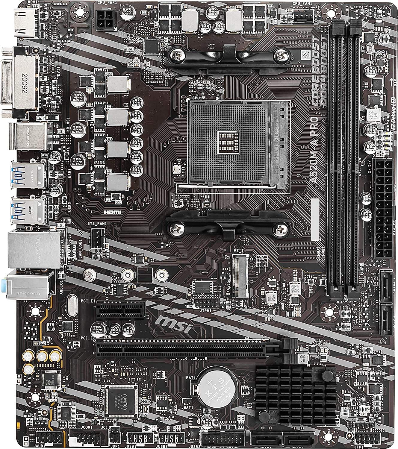 MSI A520M-A PRO Gaming Motherboard (AMD AM4, DDR4, PCIe 4.0, SATA 6Gb/s, Dual M.2, USB 3.2 Gen 1, DVI/HDMI, Micro-ATX) - Image 2