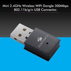 Zebronics ZEB-USB300WF 300Mbps WiFi Adapter Supports Advanced Security WPA/WPA2 encryption Standards & Access Point Mode for Hotspot (Black)