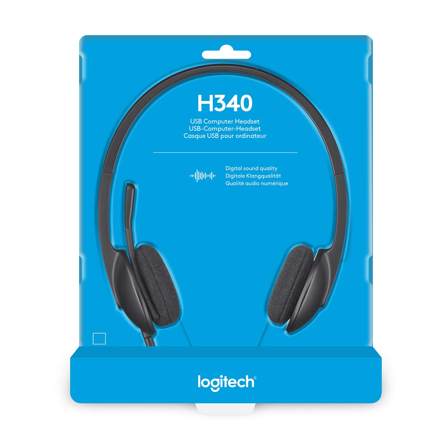 Logitech H340 Wired USB Business Headset, Stereo Headphones with Noise-Cancelling Microphone, Digital Stereo Sound on VOIP, Skype and webinars, PC/Mac/Laptop - Black