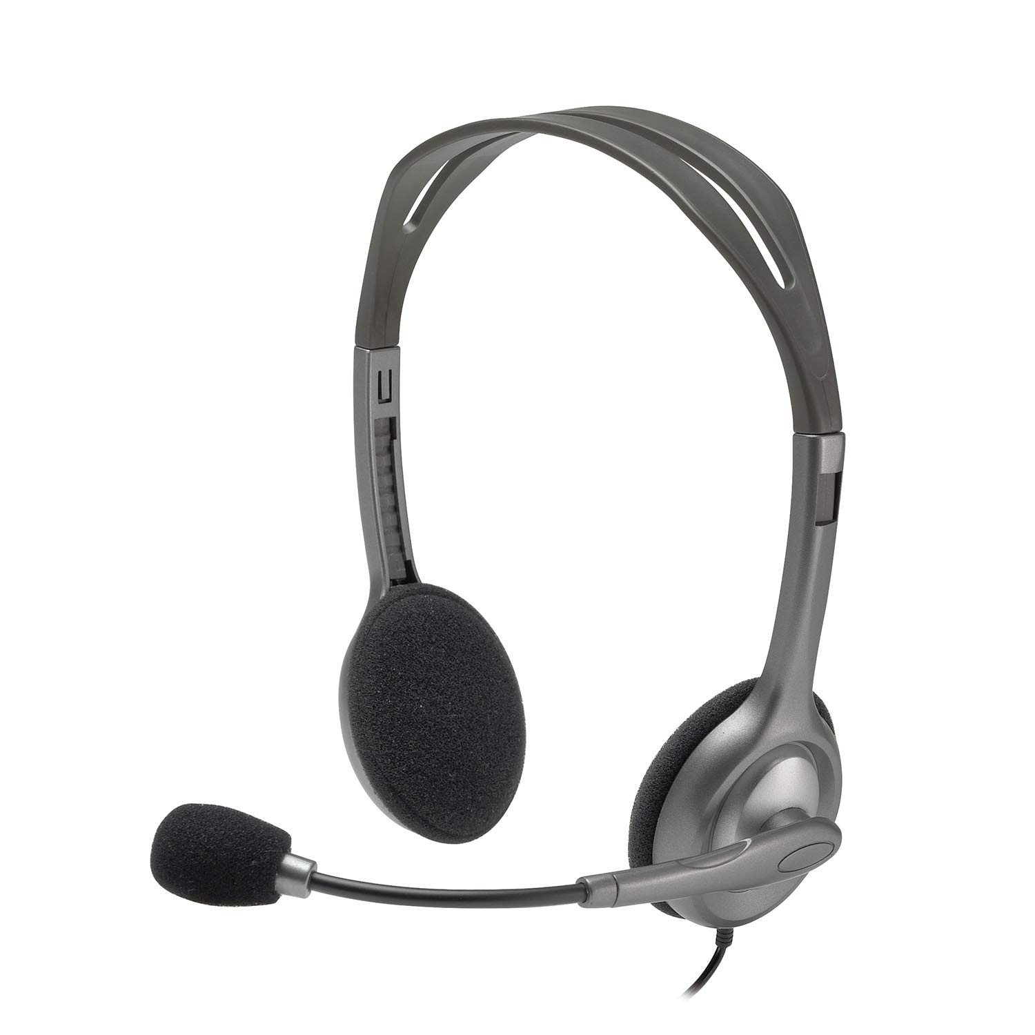 Logitech H110 Wired headset, Stereo Headphones with noise-cancelling Microphone,3.5-mm Dual Audio Jack, PC/Mac/Laptop- Grey - Image 2