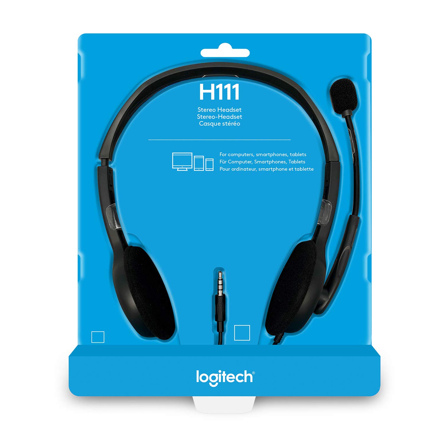 Logitech H111 Wired Headset, Stereo Headphones with Noise-Cancelling Microphone, 3.5 mm Audio Jack, PC/Mac/Laptop/Smartphone/Tablet - Black - Image 3