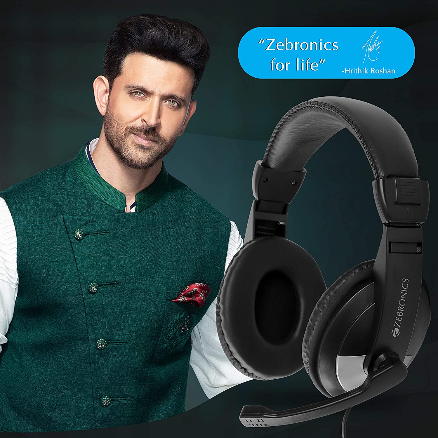 Zebronics Zeb-200HM Headphone with Mic, Dual 3.5mm Connectors, Adjustable Headband & Mic, for PC Computers/Laptop - Image 2
