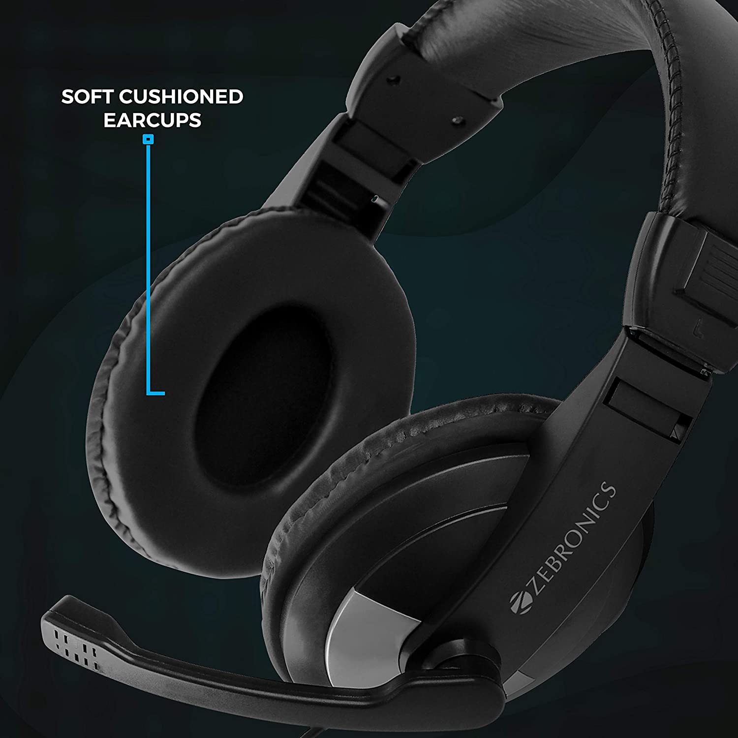 Zebronics Zeb-200HM Headphone with Mic, Dual 3.5mm Connectors, Adjustable Headband & Mic, for PC Computers/Laptop - Image 5