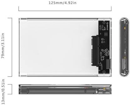 ORICO 2.5 inch Transparent USB3.0 Hard Drive Enclosure (2139U3) 2.5 inch External Hard Drive Enclosure (For Windows 2000 / XP / 7 / 8 / 10, Linux, Mac OS 9.1 or above, Transparent) - Image 3