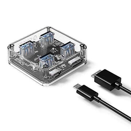 ORICO 4 Ports Hub Transparent USB 3.0 Hub Support Offline Powered and OTG Function with 30CM Cable - Image 2