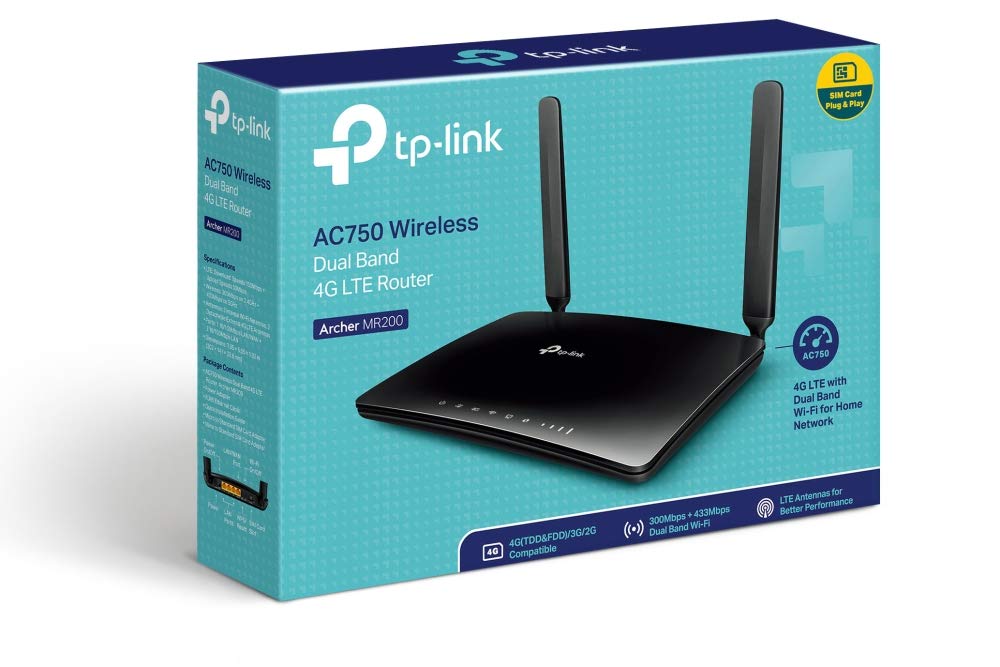 TP-Link Archer MR200 AC750 750Mbps Dual Band 4G LTE Mobile Wi-Fi, SIM Slot Unlocked, No Configuration Required, Removable Wi-Fi Antennas Router (Black) - Image 2