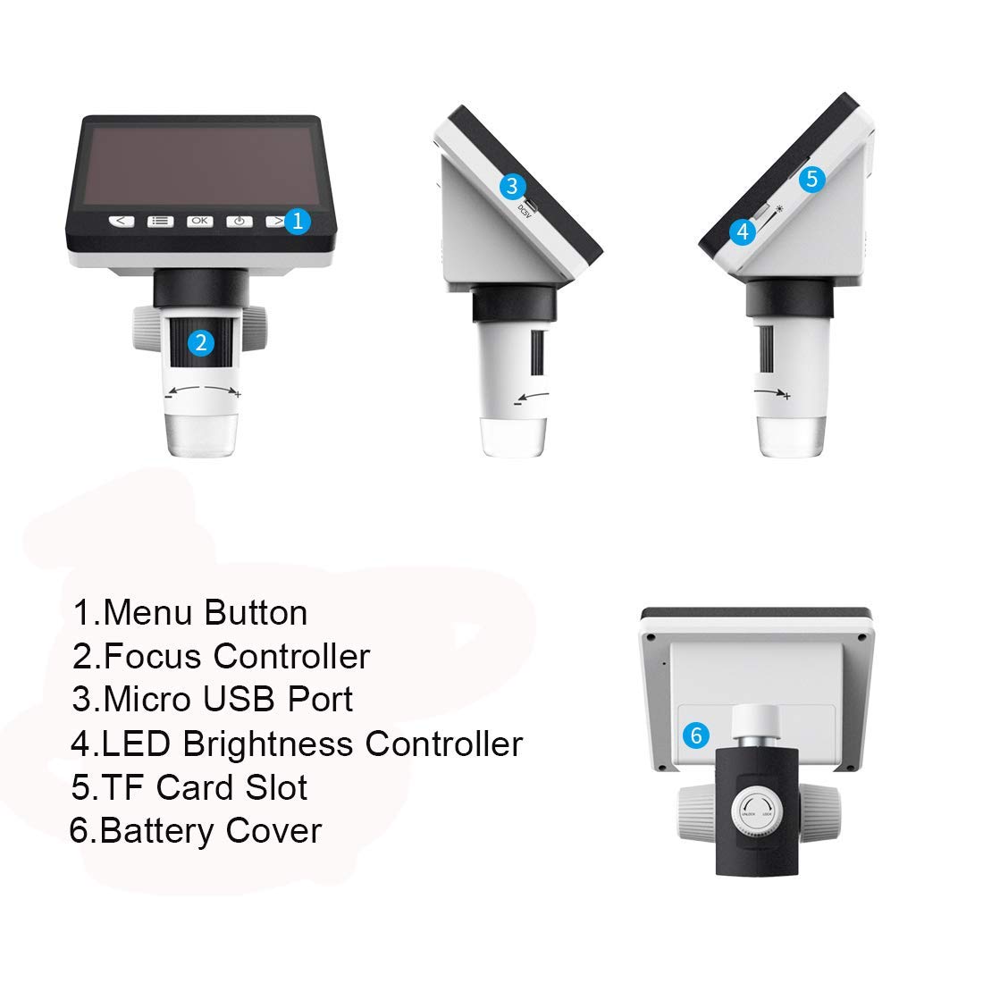 Smiledrive Digital HD Microscope with 4.3" Screen 50-1000x Magnification USB Connects with PC, Built-in MicroSD Card Slot (8gb) Smiledrive - Image 3