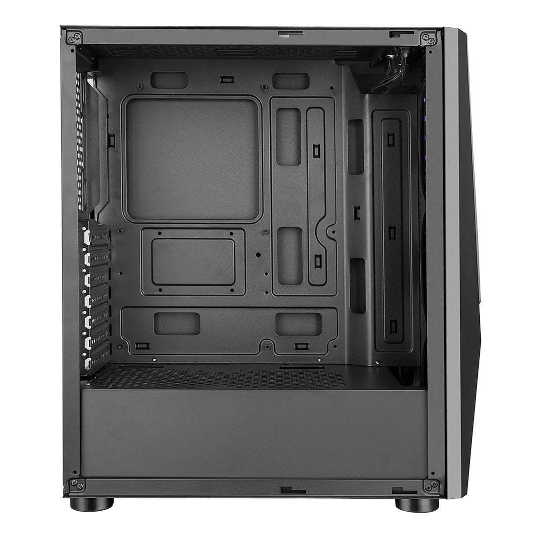 Roll over image to zoom in Ant Esports ICE-130AG Mid Tower Computer Case I Gaming Cabinet Supports ATX, Micro-ATX, Mini-ITX Motherboard with Transparent Side Panel 1 x 120 mm Rear Fan Preinstalled - Black - Image 5