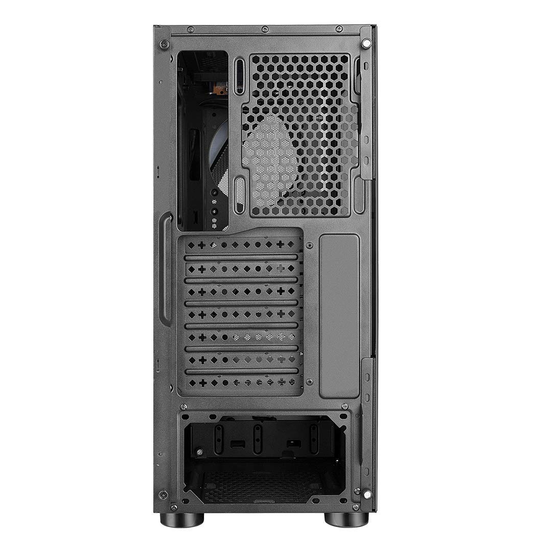 Roll over image to zoom in Ant Esports ICE-130AG Mid Tower Computer Case I Gaming Cabinet Supports ATX, Micro-ATX, Mini-ITX Motherboard with Transparent Side Panel 1 x 120 mm Rear Fan Preinstalled - Black - Image 3