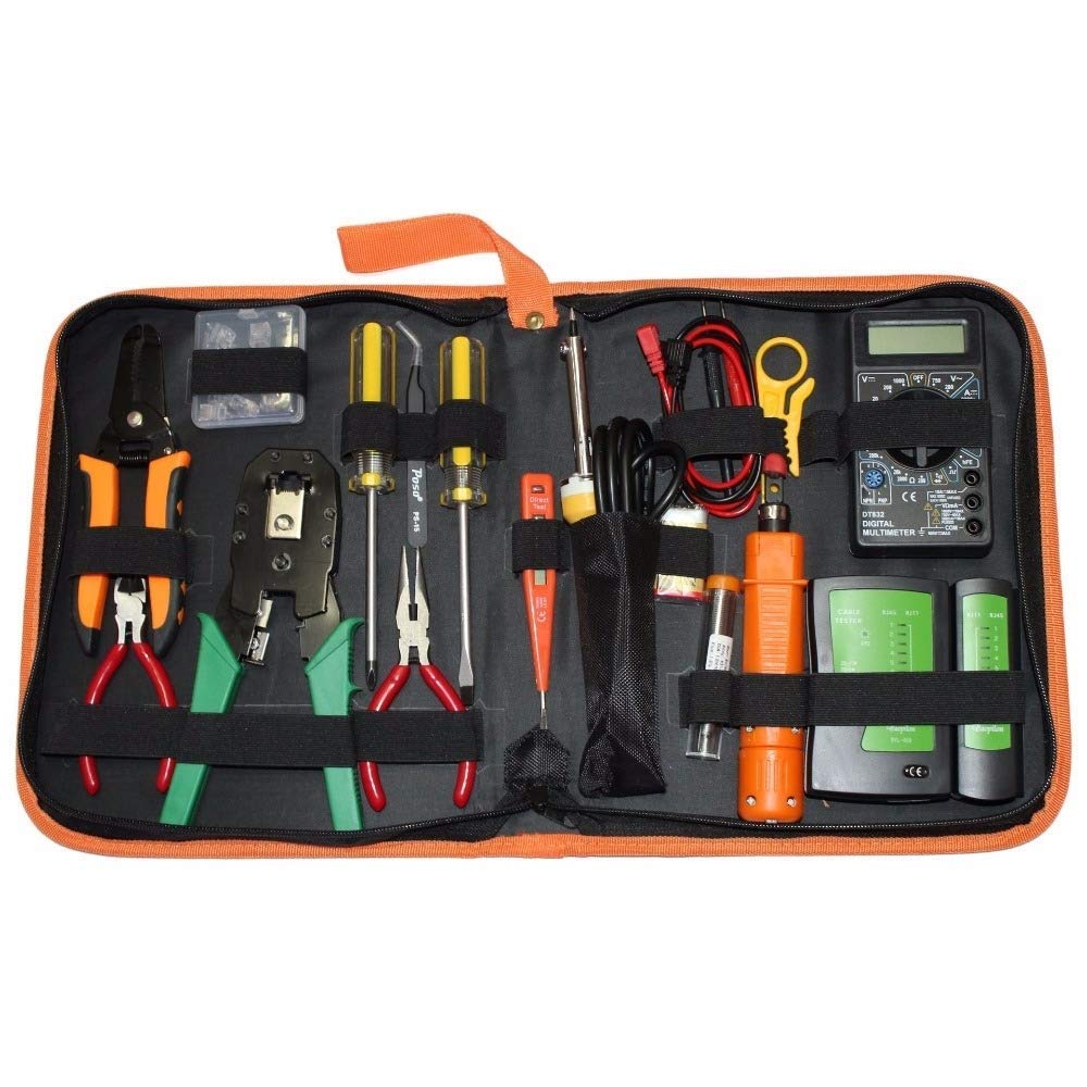 POSO professional tools Bag PS-P15 Hand Tools 16 in 1 Professional LAN Network Kit Crimper Cable Wire Stripper Cutter Pliers Screwdriver Tool