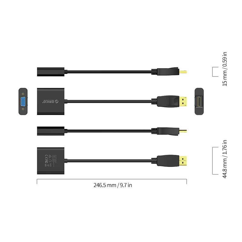 ORICO DP (M) to VGA (F) HD Adapter (XD-DFV-BK) - Image 3