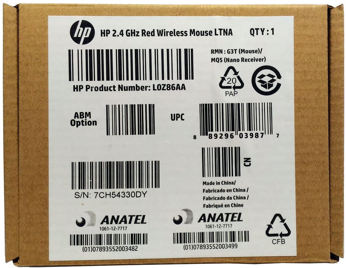 HP G3T 3 Button Wireless USB Optical Scroll Mouse with Nano USB Receiver(Red/Black) (L0Z86AA) - Image 3