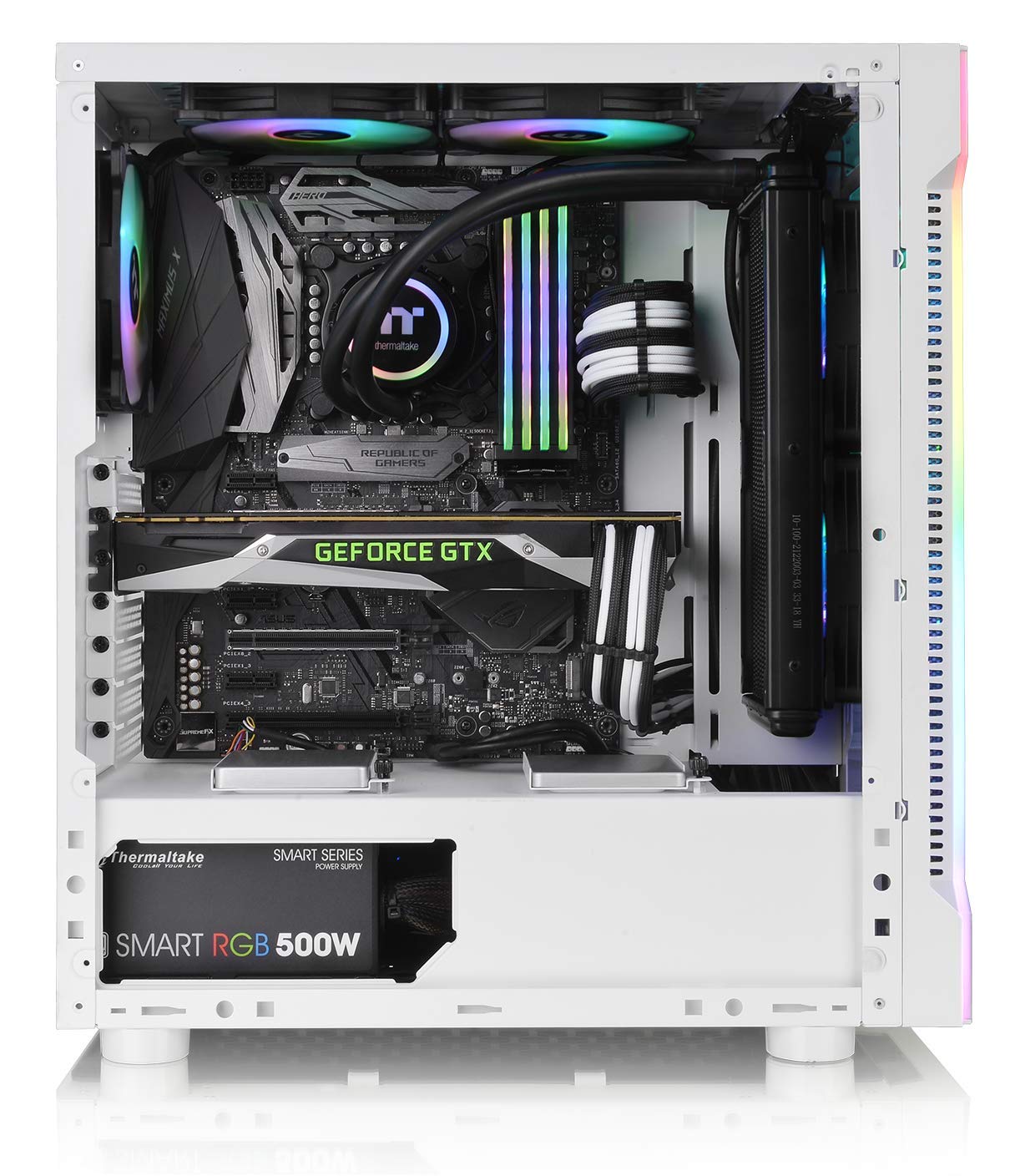 Thermaltake H200 Tempered Glass Snow Edition RGB Light Strip ATX Mid Tower Case with One 120mm Rear Fan Pre-Installed CA-1M3-00M6WN-00 - Image 8