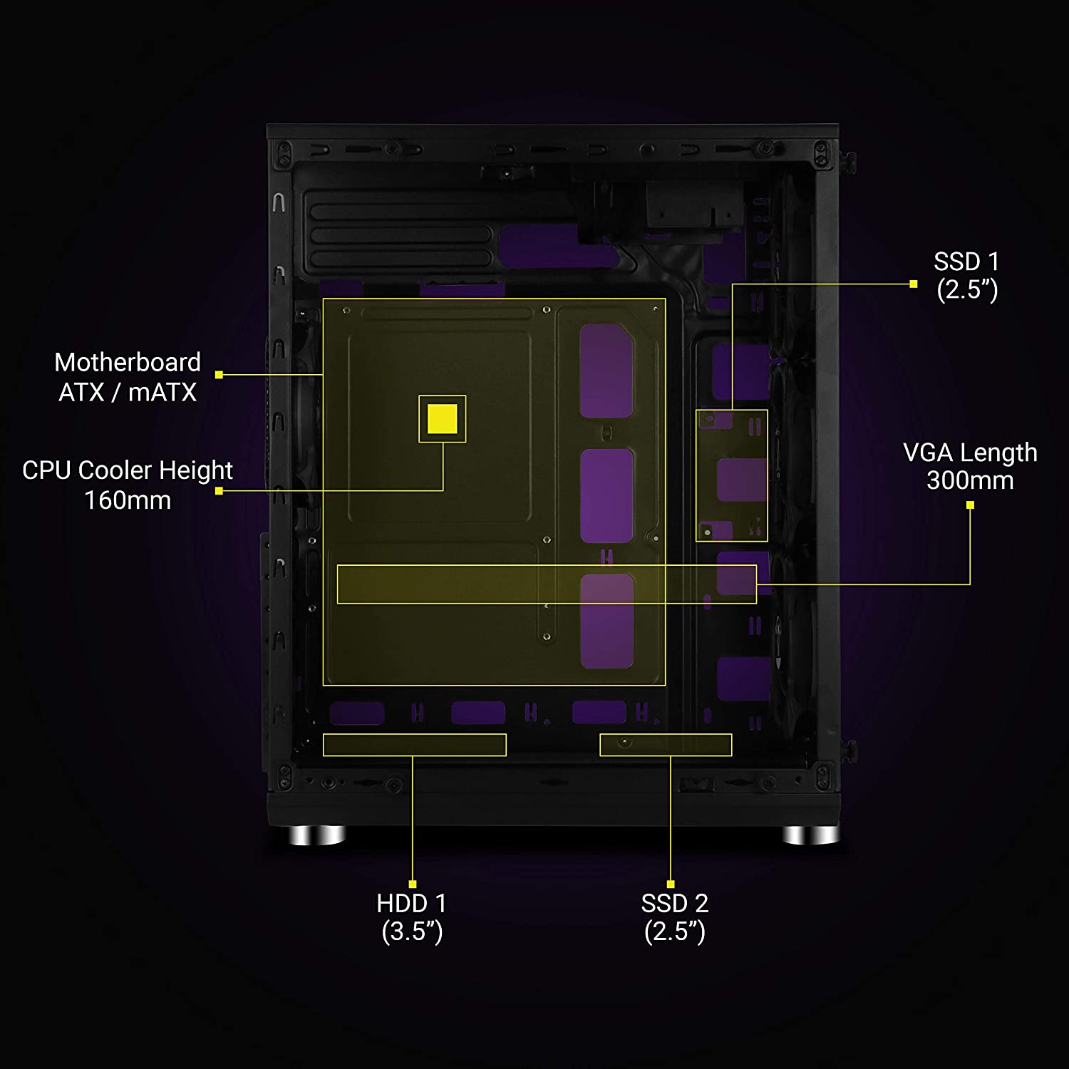 Zebronics Zeb-Cronus Premium Gaming Cabinet with Mirror Finish Tempered Glass On Front,Tempered Glass On Side & 4 x120mm Rainbow Double Ring LED Fans - Image 4