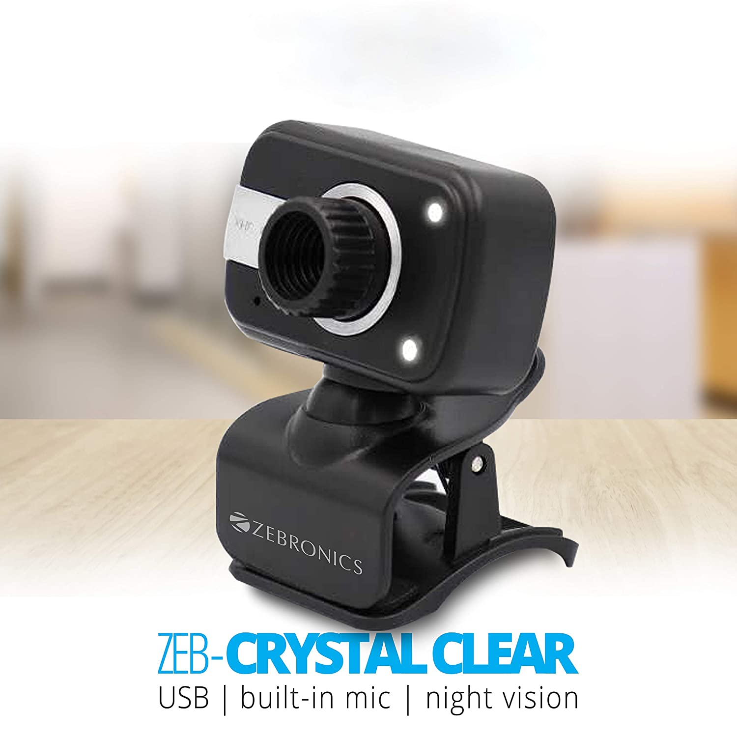 Zebronics Zeb-Crystal Clear Web Camera with 3P Lens,Built-in Microphone,Auto White Balance,Night Vision and Manual Switch for LED (Black) - Image 3