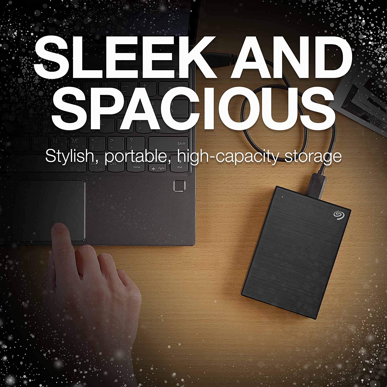 Seagate Backup Plus Portable 5 TB External HDD – USB 3.0 for Windows and Mac, 3 yr Data Recovery Services, Portable Hard Drive – Black with 4 Months Adobe CC Photography (STHP5000400) - Image 4