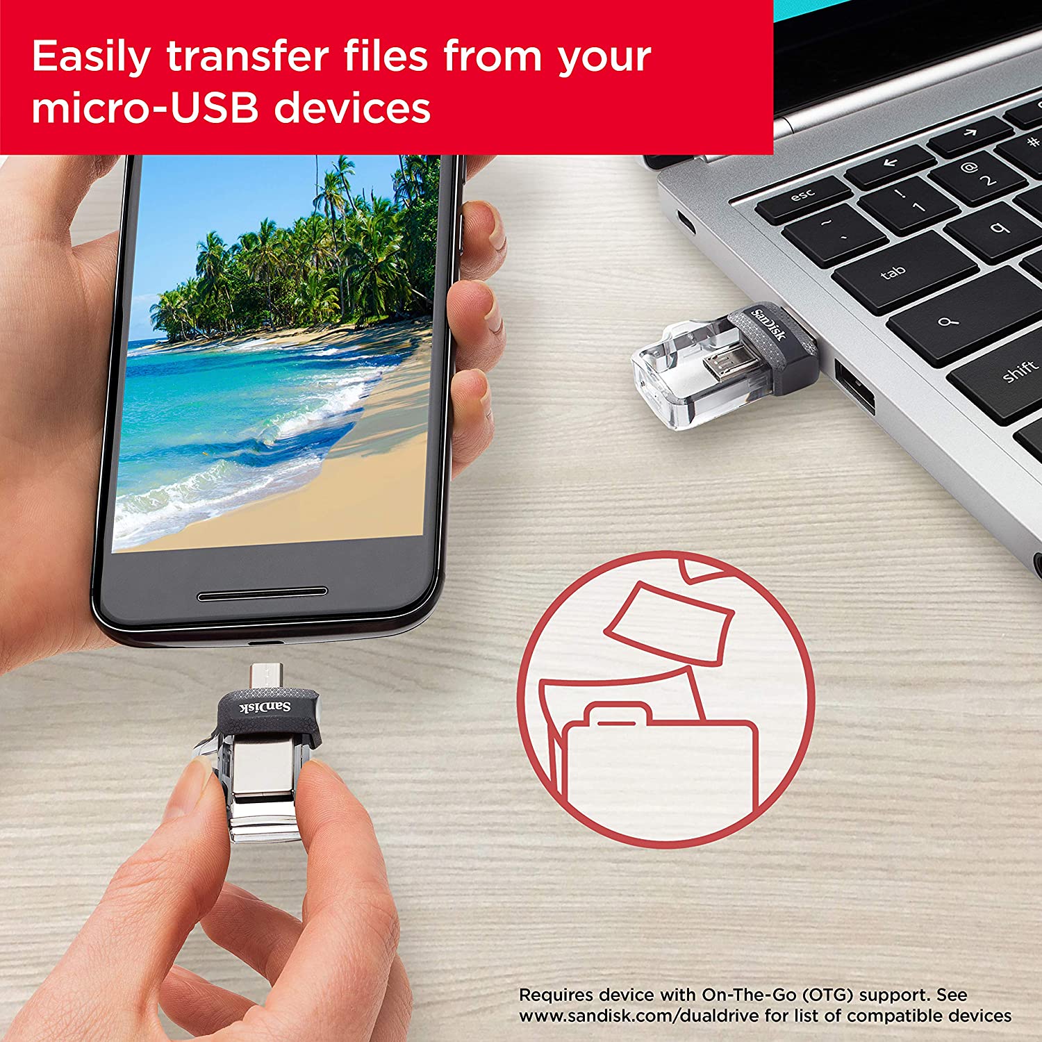 SanDisk Ultra Dual SDDD3-128G-I35 USB 3.0 128GB Flash Drive (Dual Micro-USB and USB 3.0 connectors) - Image 4