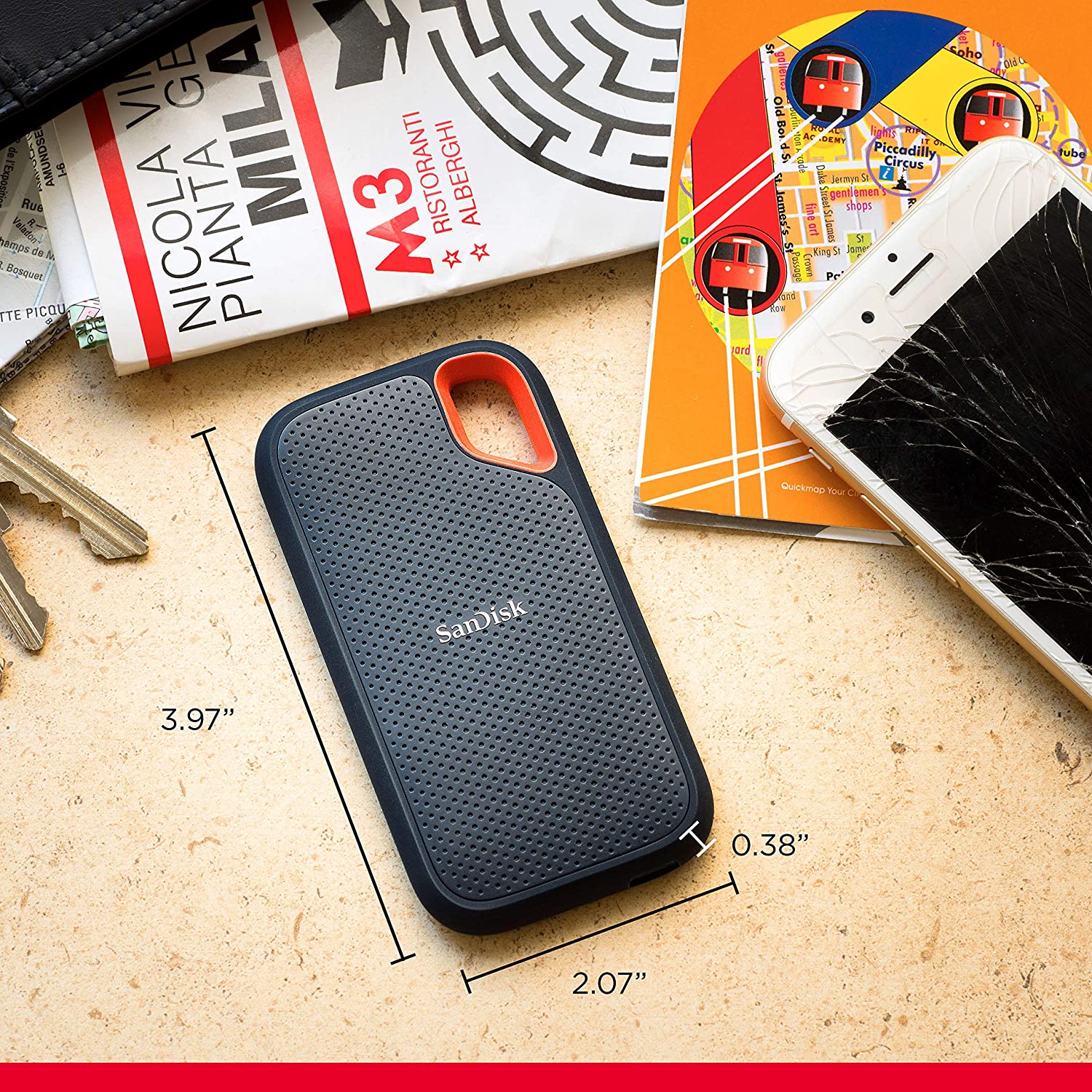 SanDisk Extreme Portable SSD 1050MB/s R, 1000MB/s W, IP55 Rated, PC, MAC & Smartphone Compatible, 1TB, 5 Y Warranty - Image 6