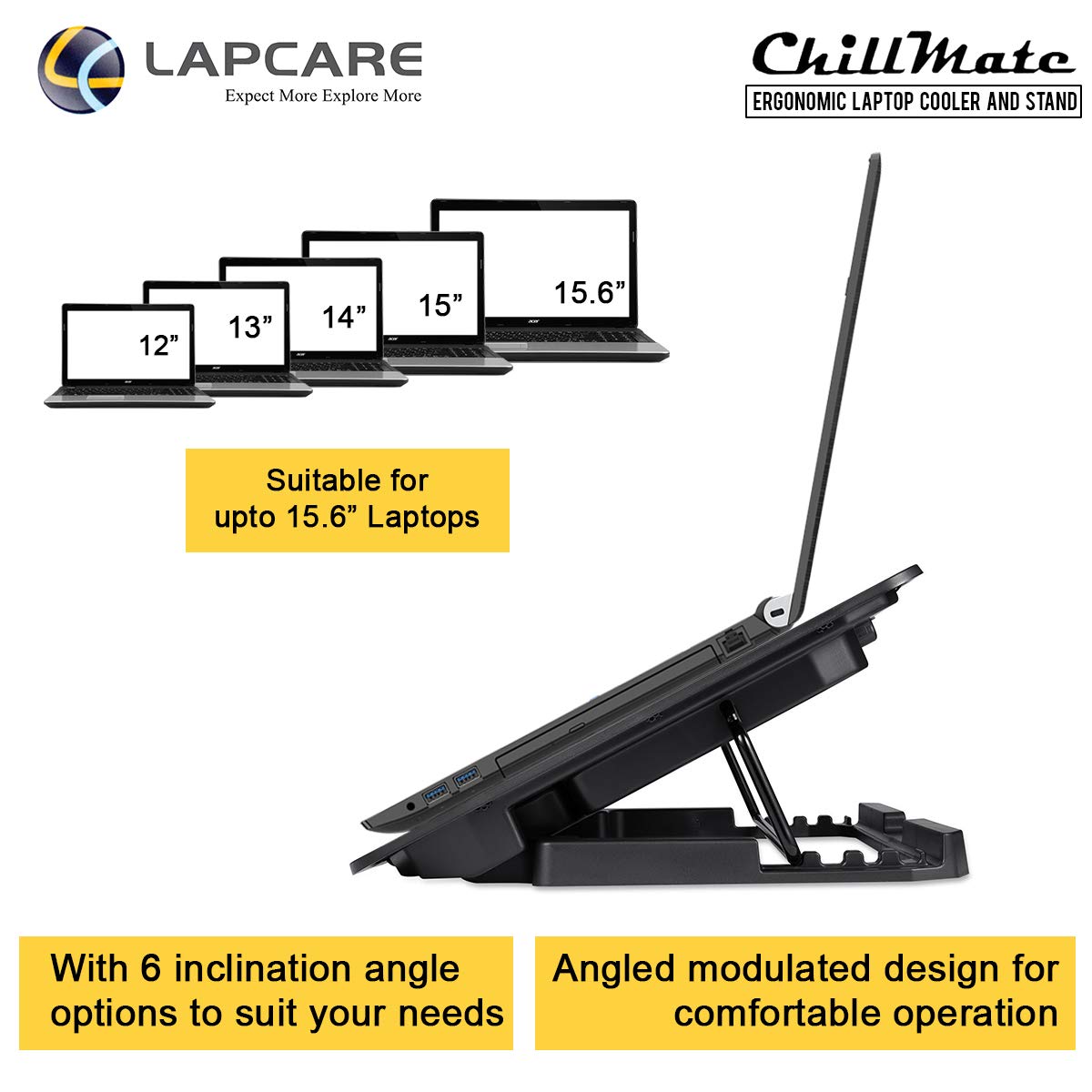 Lapcare ChillMate Adjustable Laptop Cooling Pad with Twin Fans for Efficient Cooling - Image 2