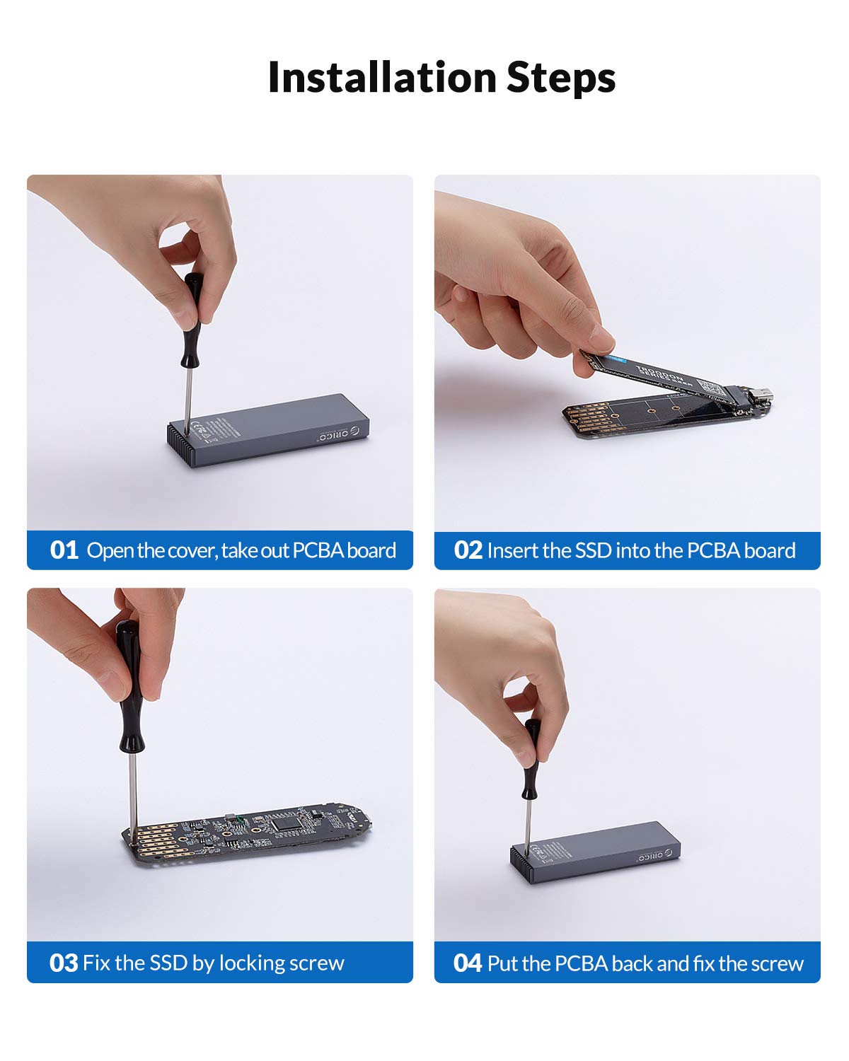 ORICO M2PV-C3 M.2 NVME SSD Enclosure USB 3.1 Type C Gen 2 10Gbps External SSD Enclosure Adapter - Image 3