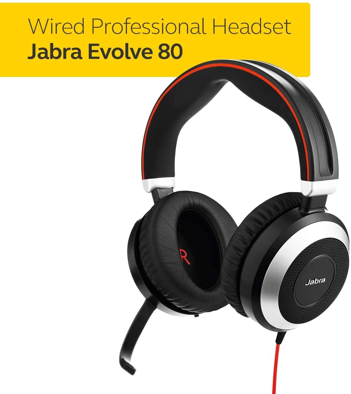 Jabra Evolve 80 MS Teams Wired Headset Professional Telephone Headphones with Unrivalled Noise Cancellation for Calls and Music, Features World Class Speakers and All Day Comfort - Image 5