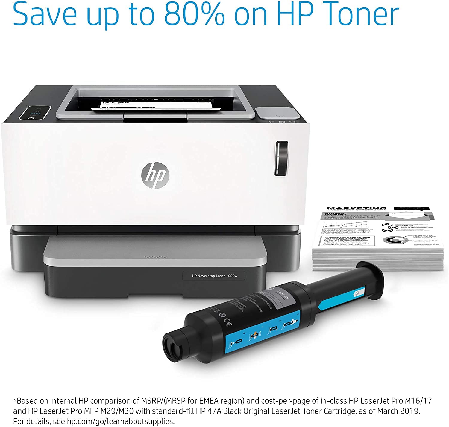 HP Neverstop 1000w WiFi Enabled Monochrome Laser Printer, 80% Savings on Genuine Cartridge, Self Reloadable with 5X Inbox Yield, Smart Tasks with HP Smart App, Low Emission & Clean Air Quality - Image 12