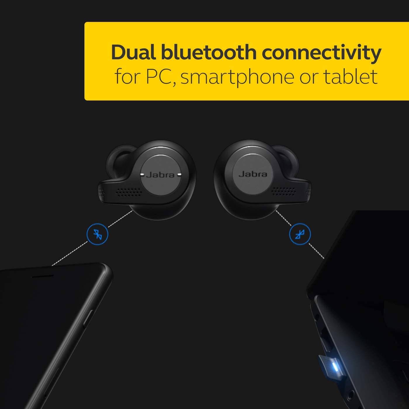 Jabra Evolve 65t True Wireless Bluetooth Earbuds, UC Optimized – Superior Call Quality and Connectivity – Passive Noise Cancelling Earbuds with up to 15 hours of Battery Life with Charging Case - Image 3