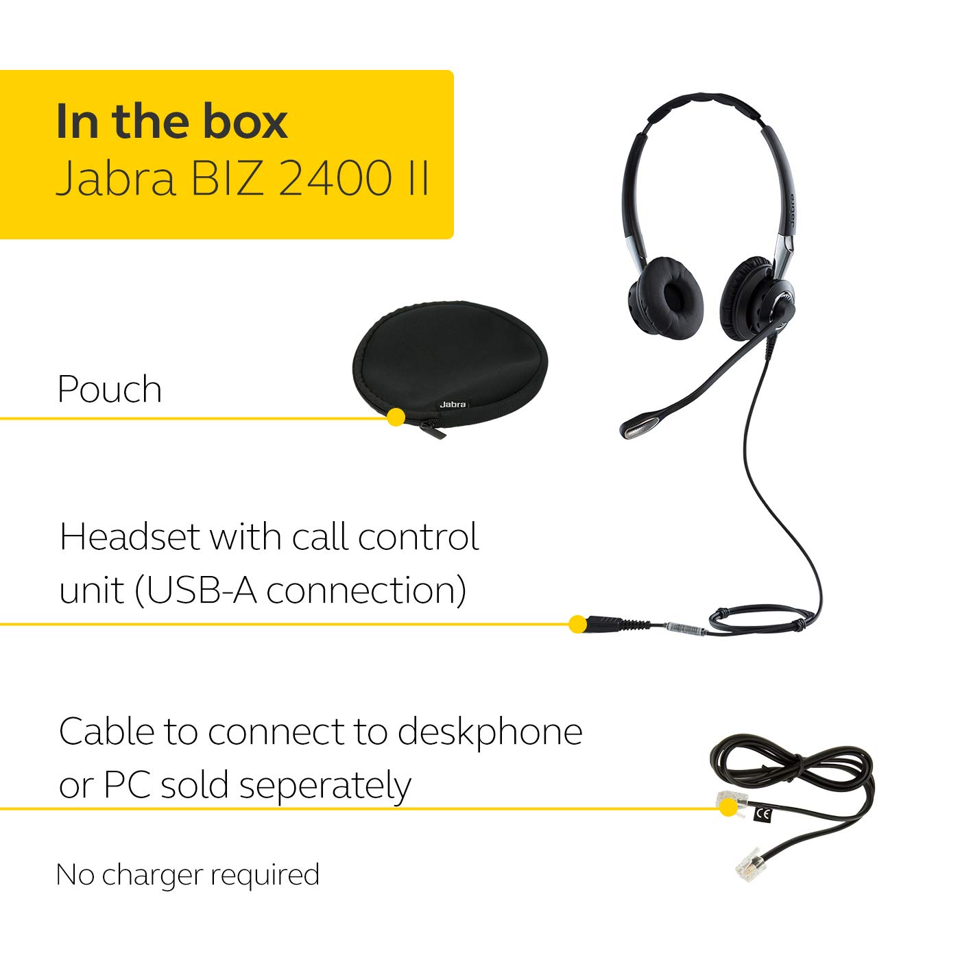 Jabra 2400 II QD Duo NC Wired Headset - Black - Image 5