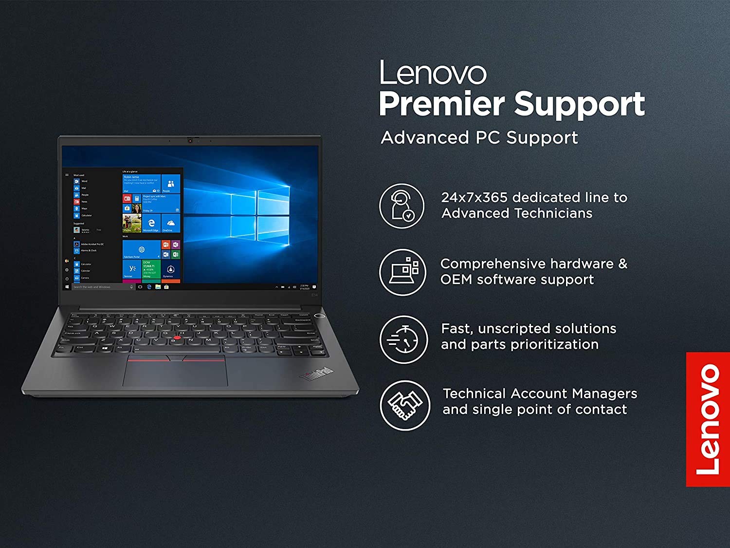 Lenovo ThinkPad E14 Intel Core i7 10th Gen 14-inch Full HD IPS Thin and Light Laptop (16GB RAM/ 512GB SSD/ Windows 10 Professional/ RX640 2GB Graphics/ Black/ 1.69 kg), 20RAS08A00 - Image 2