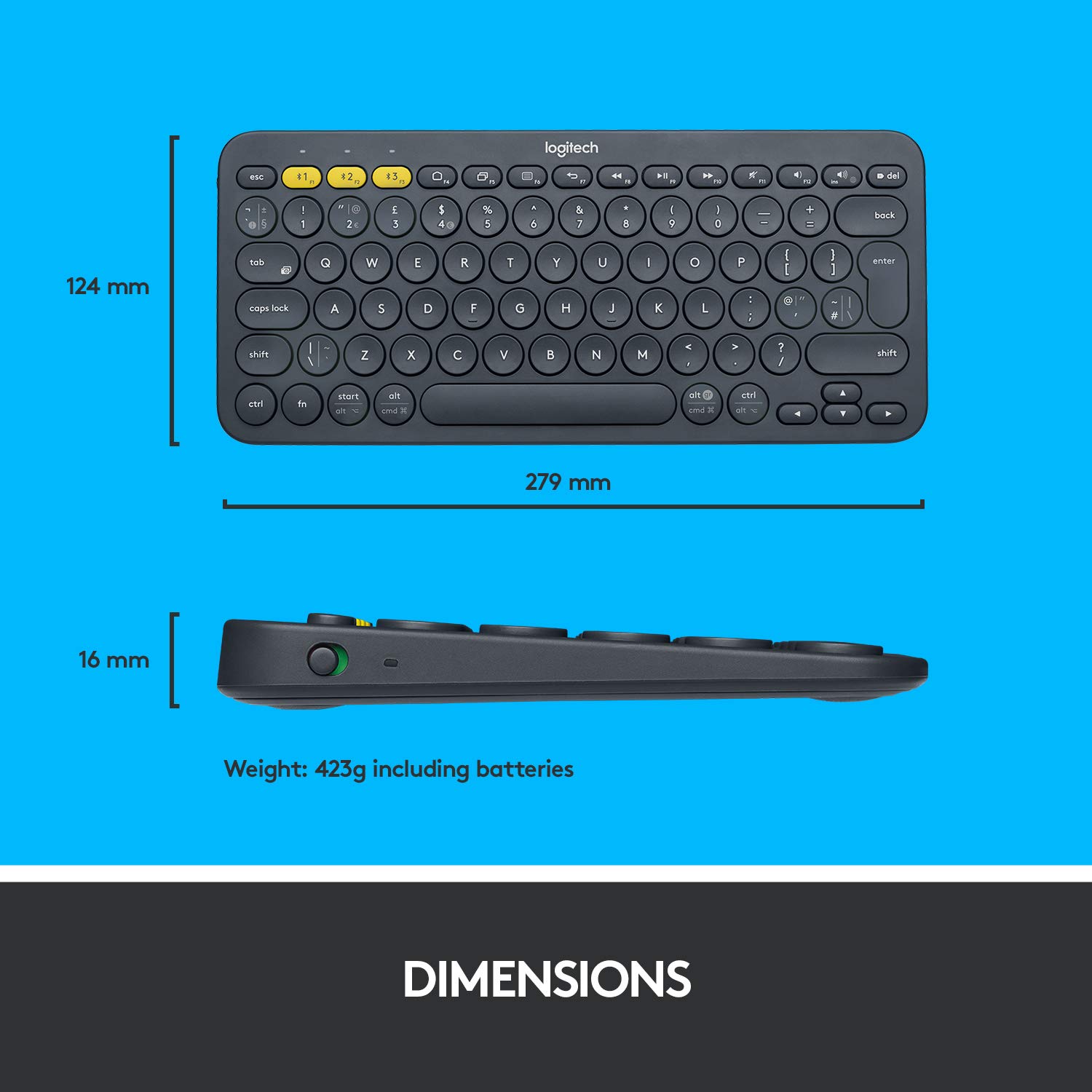 Logitech K380 Wireless Multi-Device Bluetooth Keyboard for Windows, Apple iOS, Apple TV, Android or Chrome, for PC/Mac/Laptop/Smartphone/Tablet - Image 4